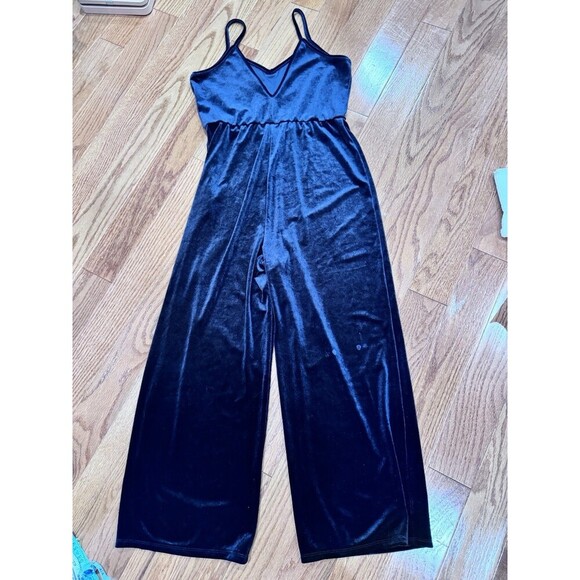 Wild Fable Women's Black Velvet Velour Velvet Wide Leg Jumpsuit Small Glam Party - Picture 4 of 5